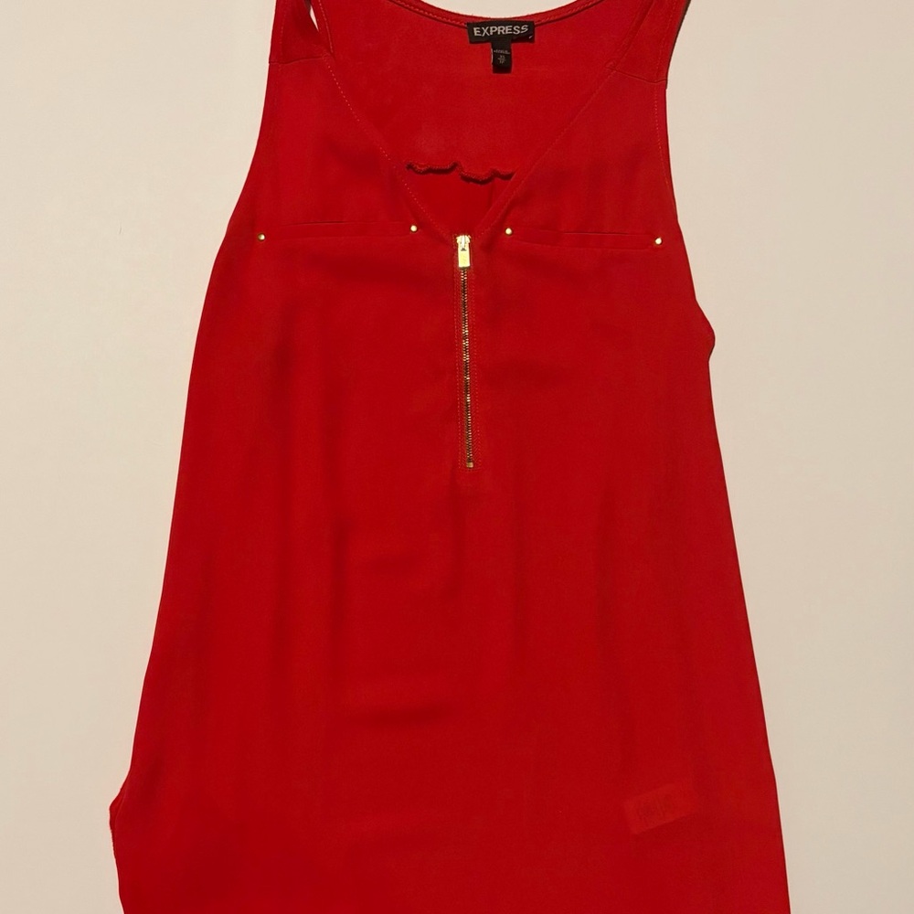 Express Bold Red Tank Top with Zipper Detail